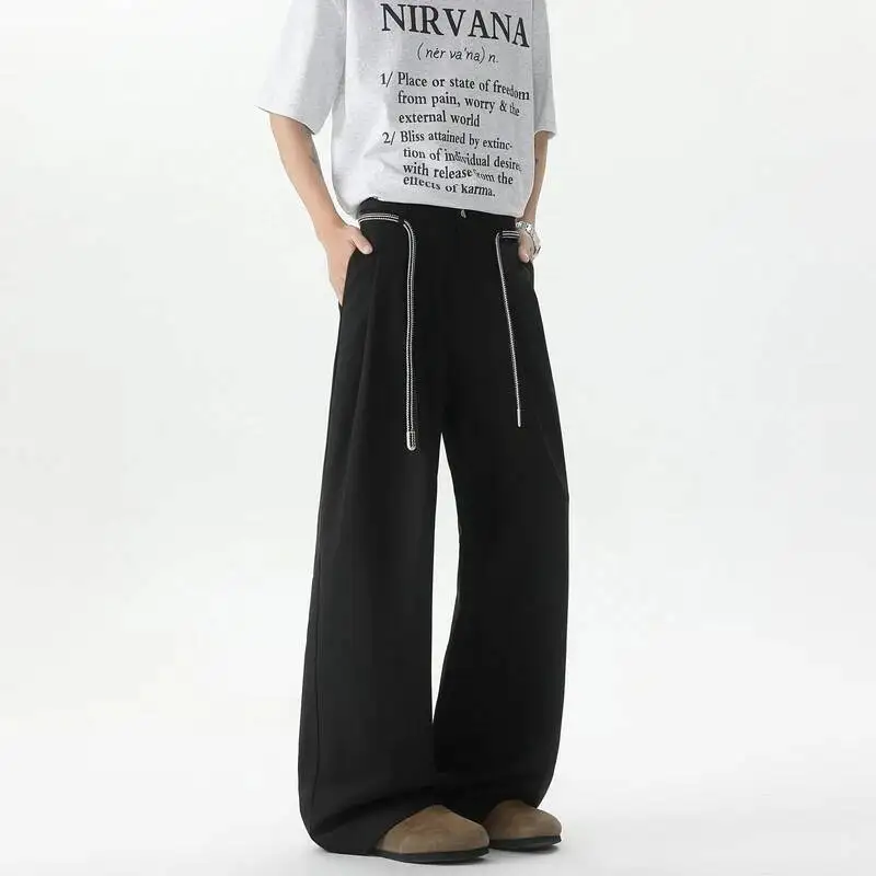 

Beige Suit Pants Men Fashion Society Mens Dress Pants Korean Loose Wide Leg Pants Mens Office Formal Trousers Plus Size 4XL