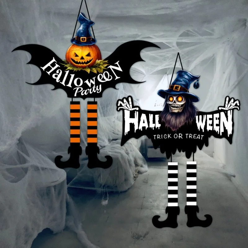 

Halloween Party Decoration Horror Thriller Theme Paper Pendant Creative Pumpkin Witch Zombie Door Pendant Bar Mall DIY Supplies