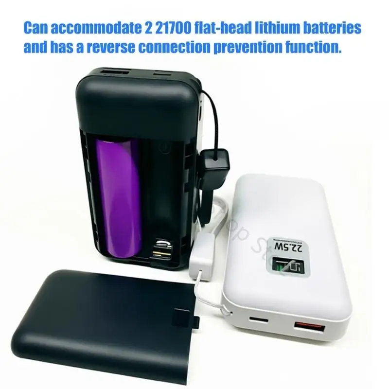 96BA DIY Powerbank Case for 2pcs 21700 Battery Not Required Soldering &Fast Charging