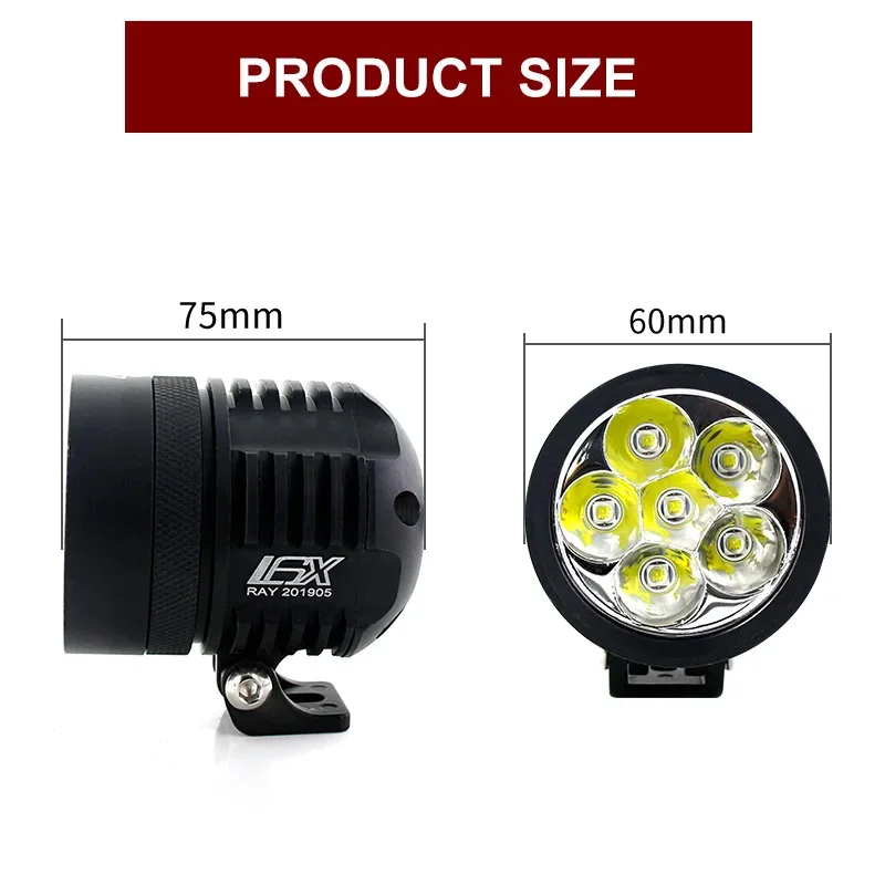 2pcs Strobe Universal Moto led  motorcycle headlight Fog DRL lamp led L6X light car Motorbike bulb spotlight accessories 12v 60w