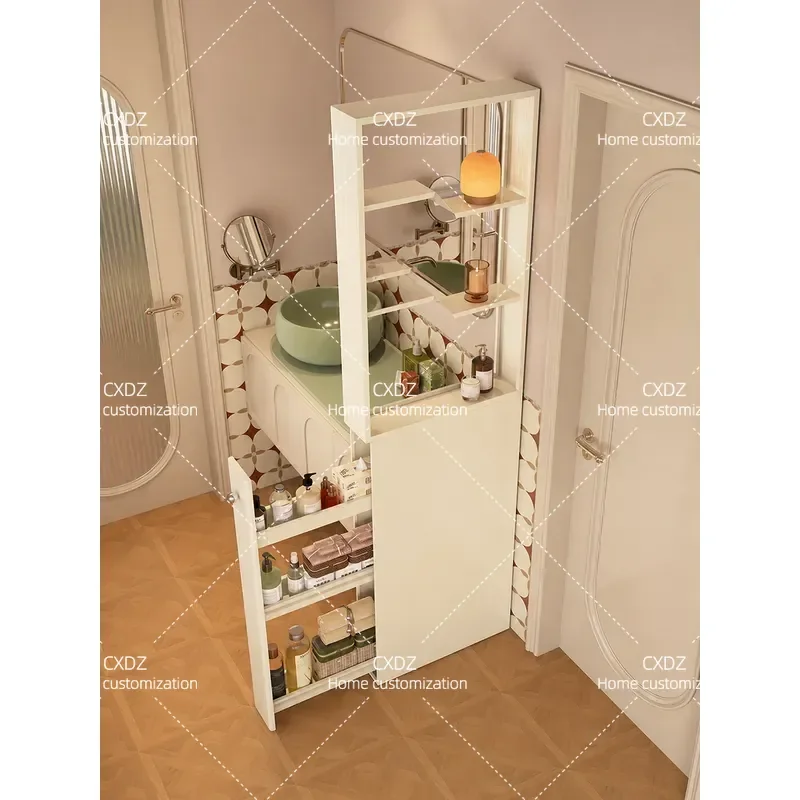 Entrance Bathroom Partition Cabinet Screen Cold Rolled Steel Extremely Narrow Storage Integrated Side Cabinet