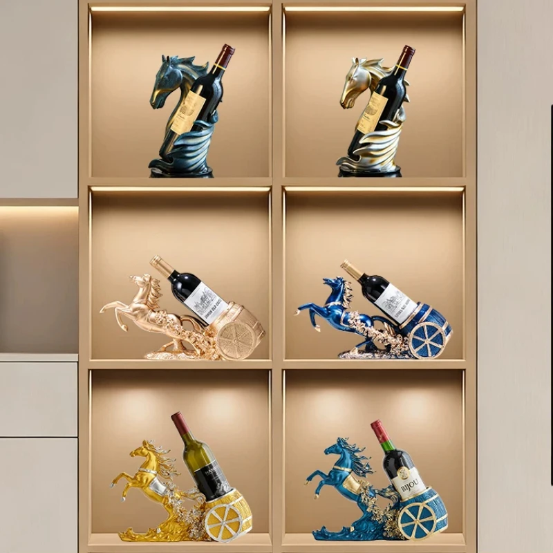 

Individualistic Home Living Decor Creative Horse Wine Rack Resin Animal Sculpture Crafts Interior Decoration Accessories