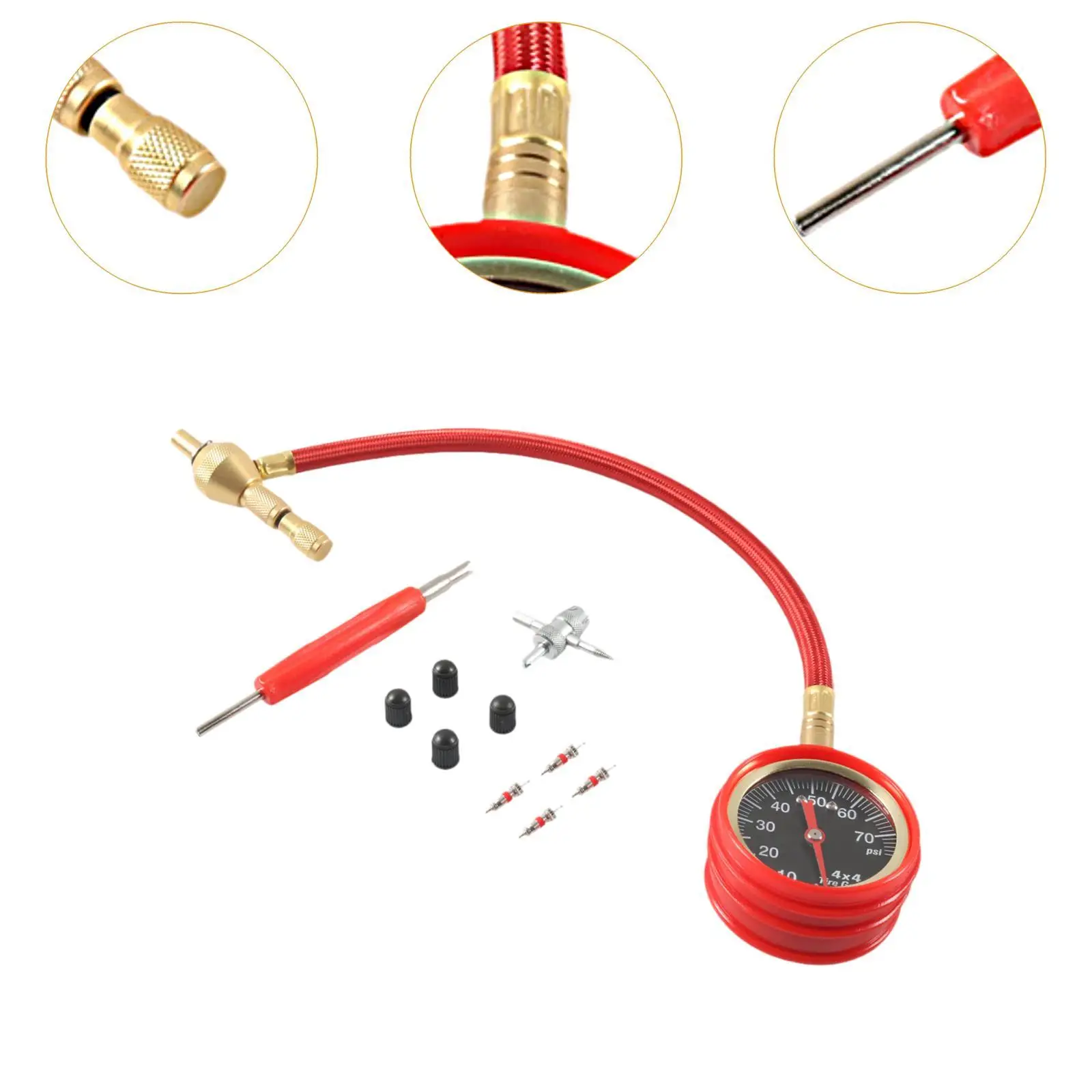 Kit de desinflado de neumáticos profesional de alto rendimiento con estuche medidor de presión de neumáticos portátil para vehículos todoterreno motocicleta ATV