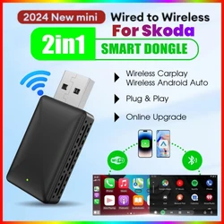 Wireless Carplay Adapter Android Auto Wireless Smart Dongle 2in1 For Skoda Octavia kodiaq superb karoq Fabia Scala Enyaq