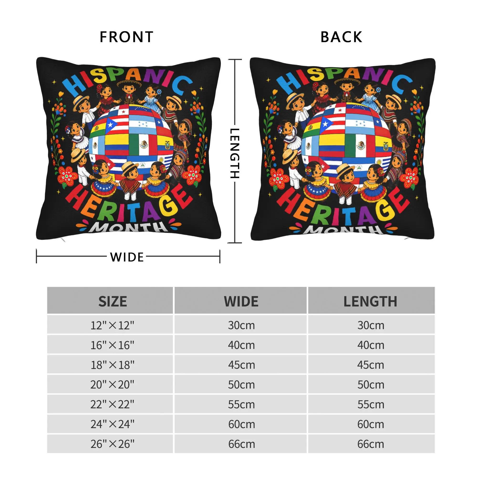 Pillow Cover Hispanic Heritage Month All Countries Flags  Funny Pillow Case For Living Room Chair Pillowcases