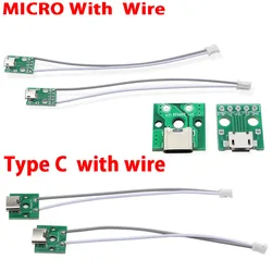 TYPE-C MICRO USB To DIP Adapter Female Connector B Type PCB Converter Breadboard USB-01 Switch Board SMT Mother Seat With Wire