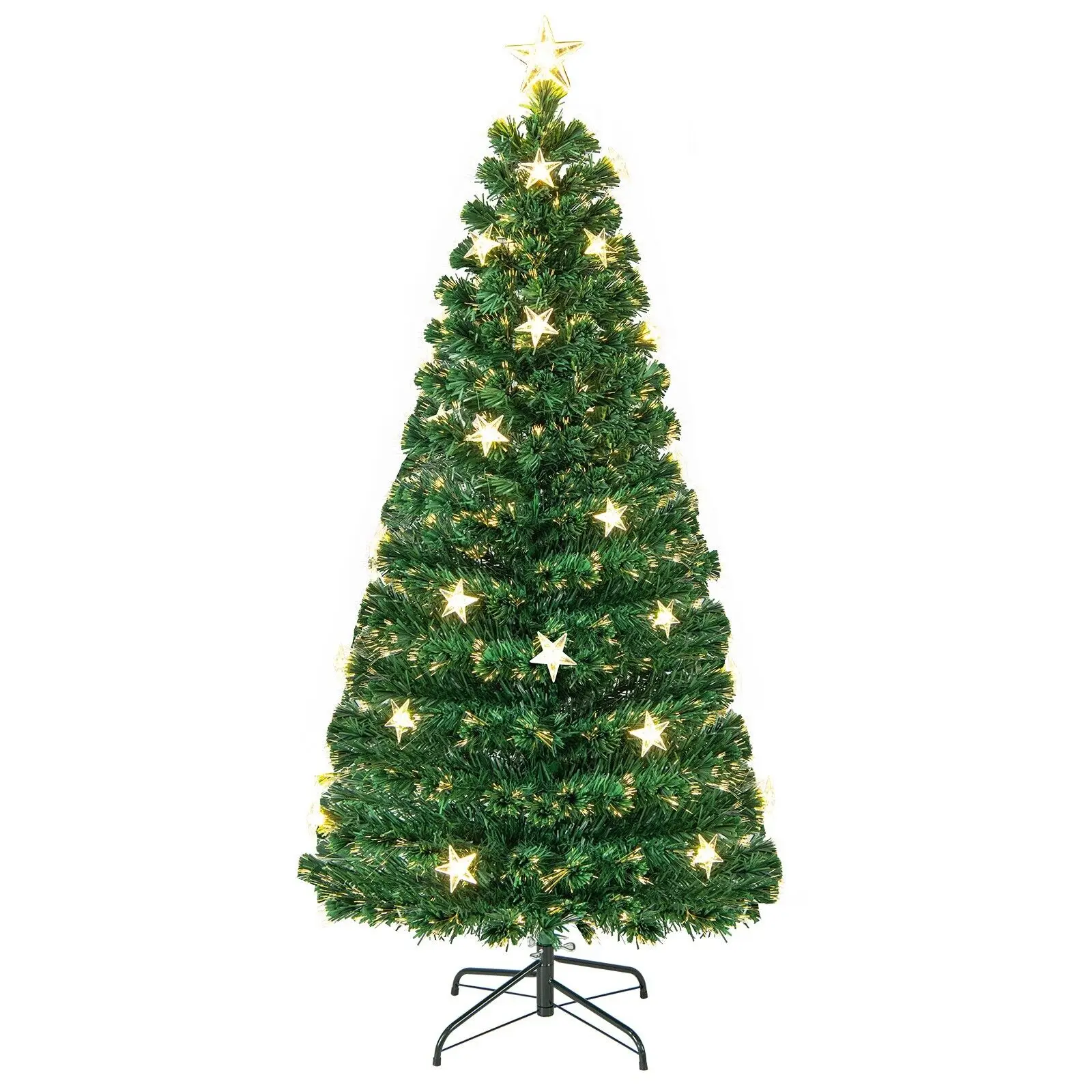 DORTALA 5FT Pre-Lit Artificial Christmas Tree Fiber Optics Xmas Tree 8 Lighting Modes