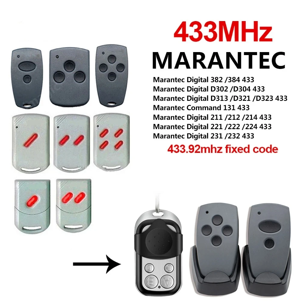 Clone Garage Door Remote Marantec 868 MHz / 433MHz For Digital D302 D304 D313 433 D323 D382 D384 131 868 Command 211 212 214 221