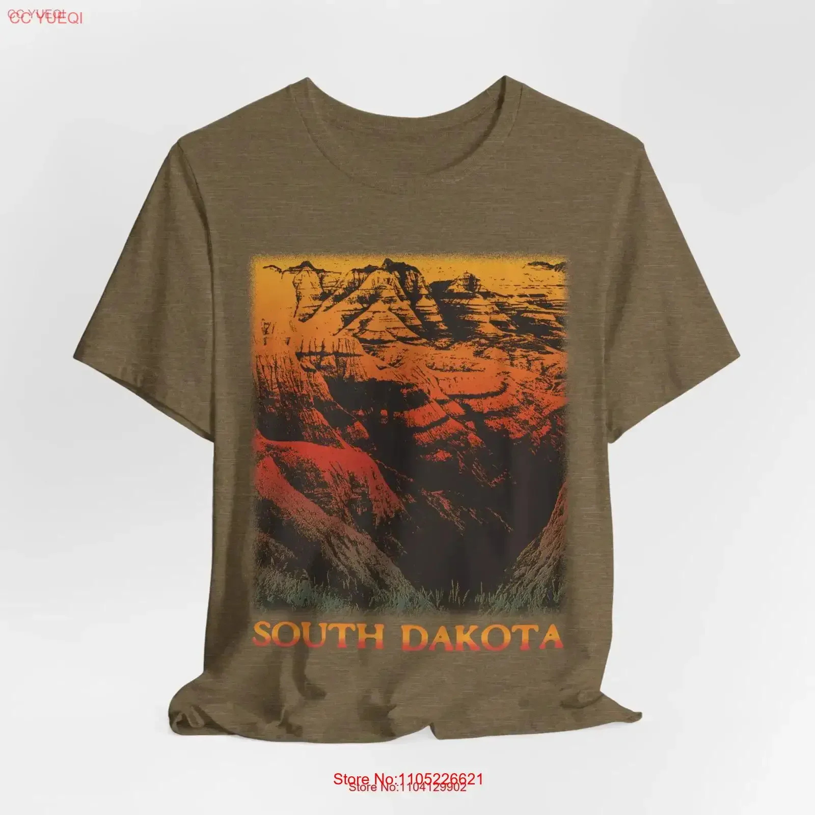 South Dakota Outdoor T Shirt Mountain Camping Unique Vintage Style vintage Washed homme Slightly fashion graphic Comfortable