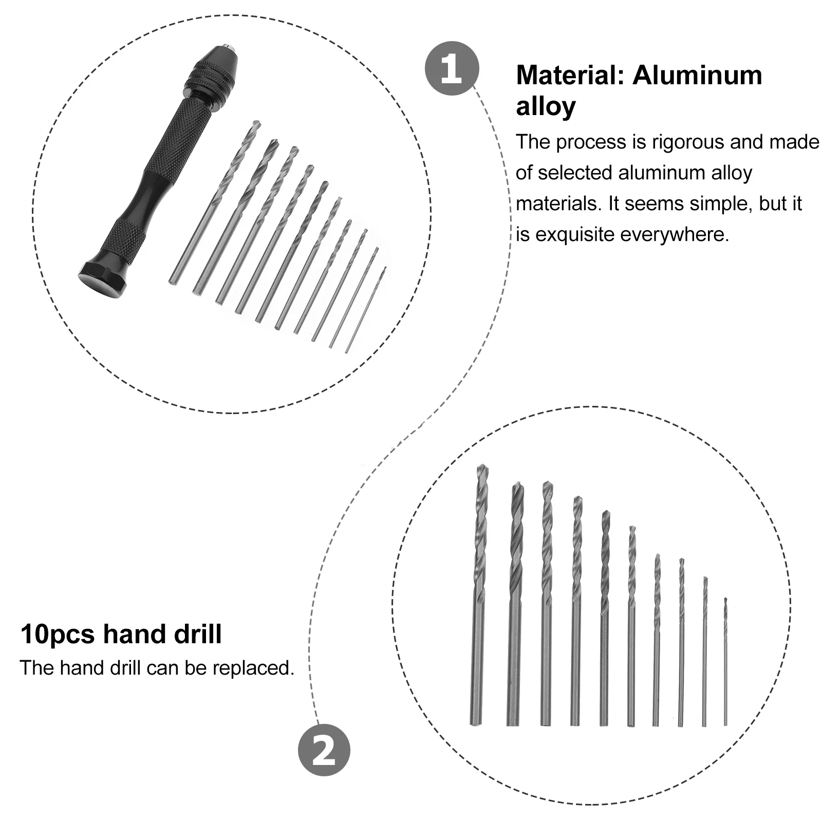 Hand Twist Drill DIY Tool Pin Vise Rotary Tools Drilling for Manual Work Aluminum Alloy Vice Kit