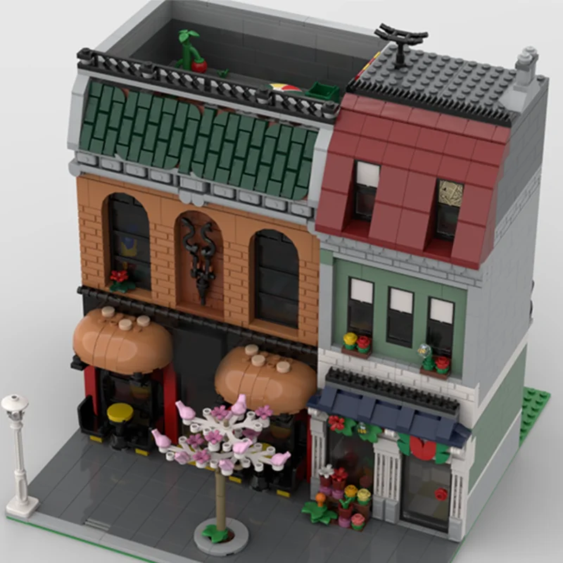 2208pcs MOC Modulaire Burger Huis Bloemist Gemodulared Model Building kerstcadeau blokken speelgoed Monteren DIY idee Onderwijs Kids