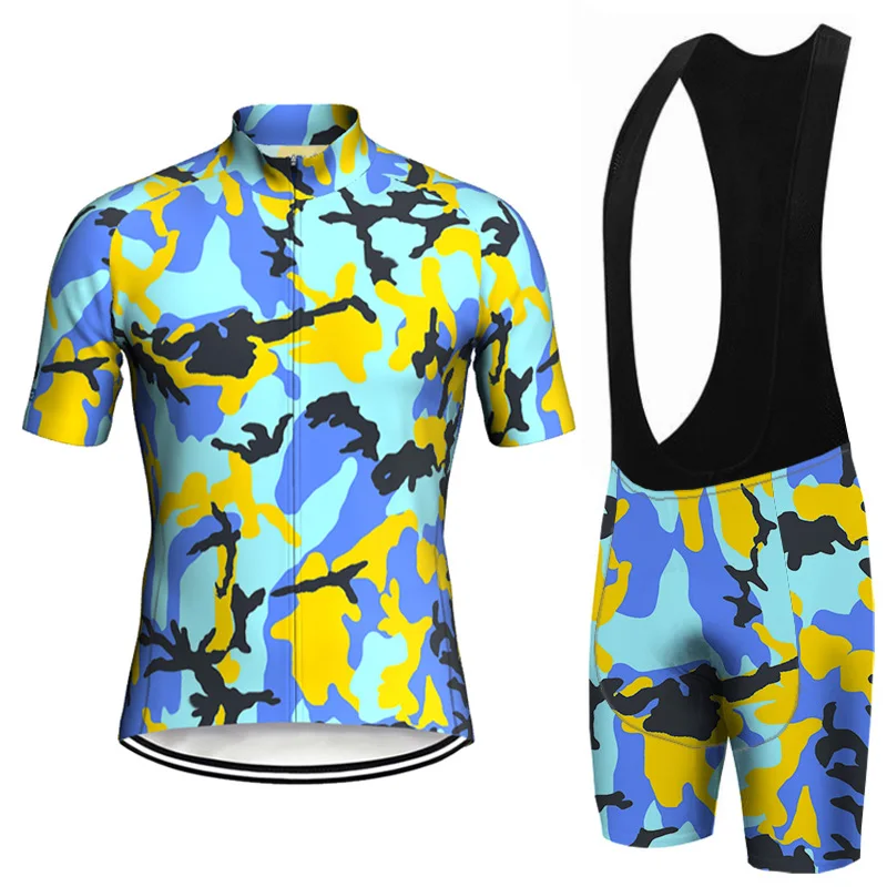 

Camo Short Sleeve Cycling Jersey Set, Bike MTB, Road, 9D Gel Padded Bib, Top Wear Race, Motocross Fashion, Sport Summer Suit