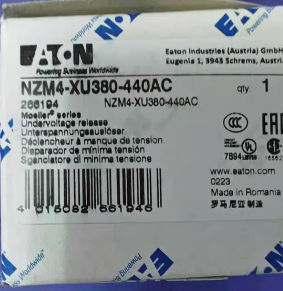 New original EATON MCCB NZM4-XU380-440AC undervoltage coil