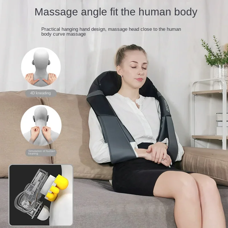 Massage Shawl Cervical Spine Massager Household Kneading Beating Hot Compress Leather Automatic Timing Dual-use Car Home