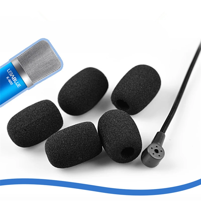 10Pcs Black Microphone Dedicated Set Headset Replacement Foam   Headset Mic Cover Microphone Windscreen Headset Sponge