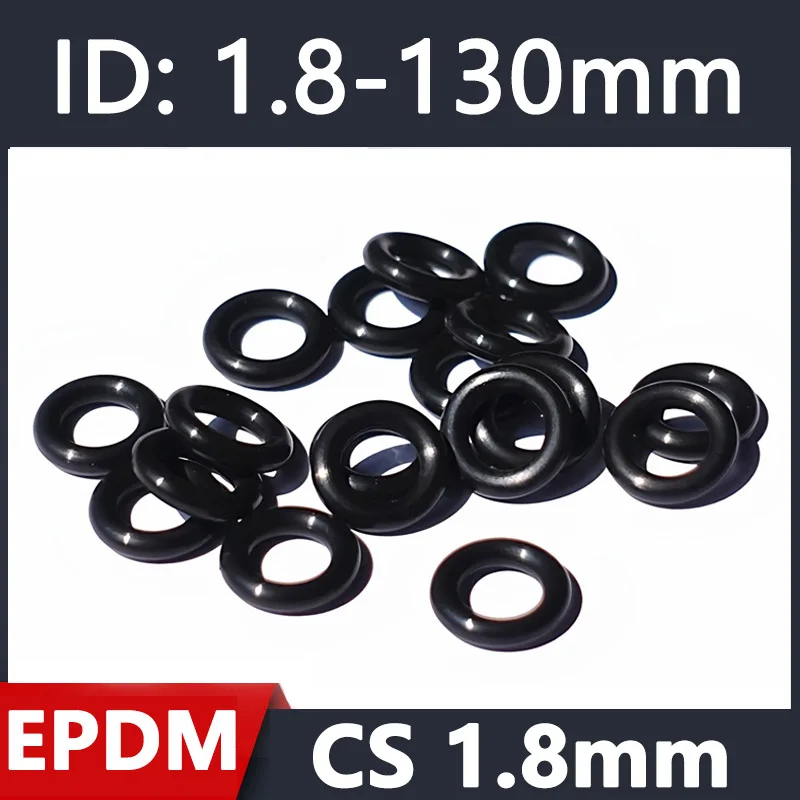 CS 1.8mm EPDM Rubber O Ring ID 1.8mm to 130mm Acid Alkali Water and Friction Resistance O-Ring Seals Sealing Washer Gasket