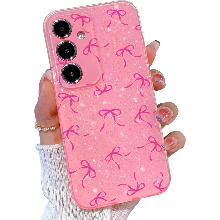 

for Galaxy A36 5G Phone Case Glitter for Samsung A36 5G Case Pink for Women Girls Girly Cute Bow Soft Phone Case for Samsung Ga