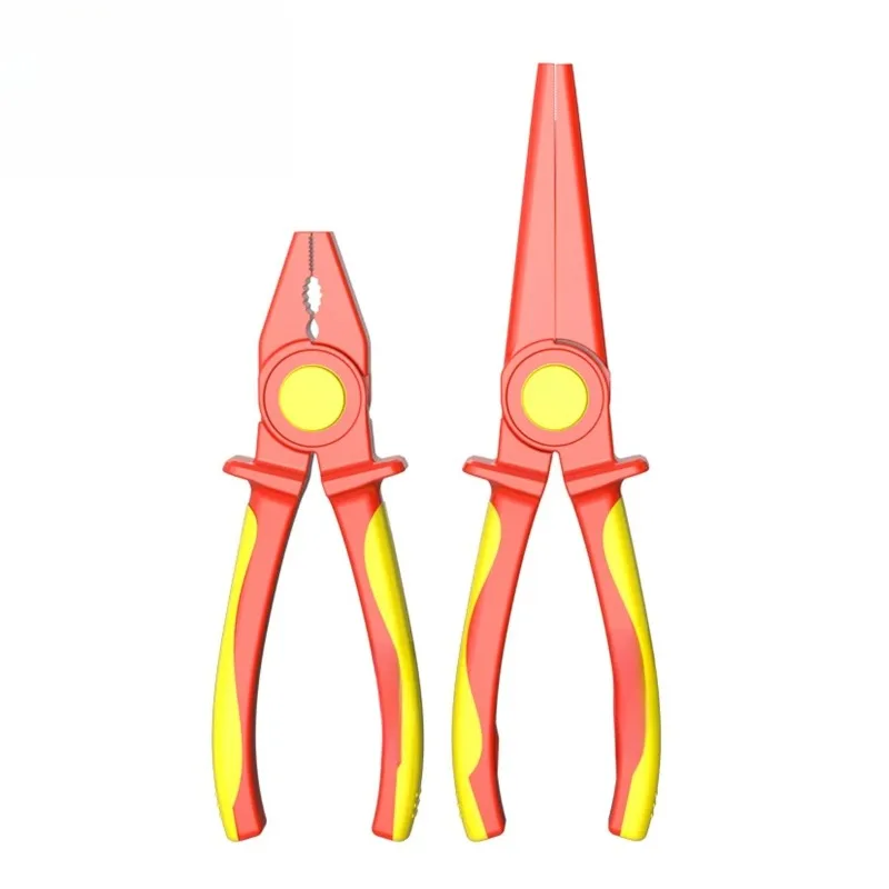 Professional Electrician Tools Insulated Needle Nose Pliers Full Plastic High Voltage Wire Cutters Plastic Handles