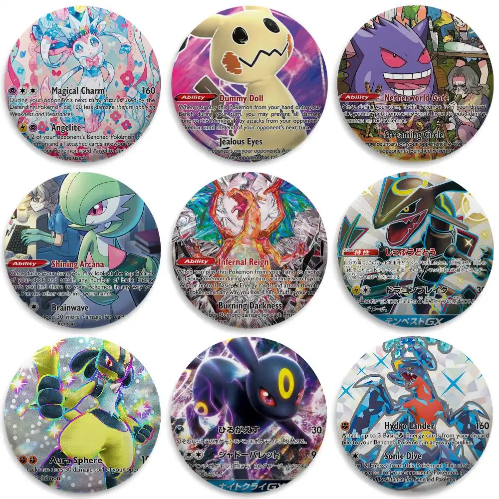 

Sylveon Mimikyu Gengar Charizard Badges Round Exquisite Badge Brooches Creative Pins For Clothes Hat Backpack Gift Accessories