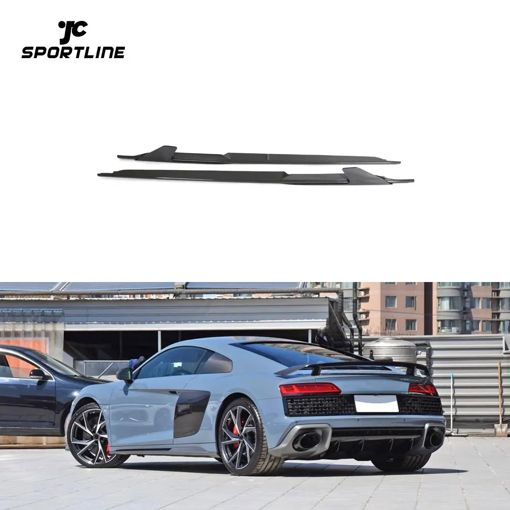2023 Facelift New R8 Custom Dry Carbon Side Skirts Winglet Set For Audi R8 V10 GT Performance Coupe 2-Door