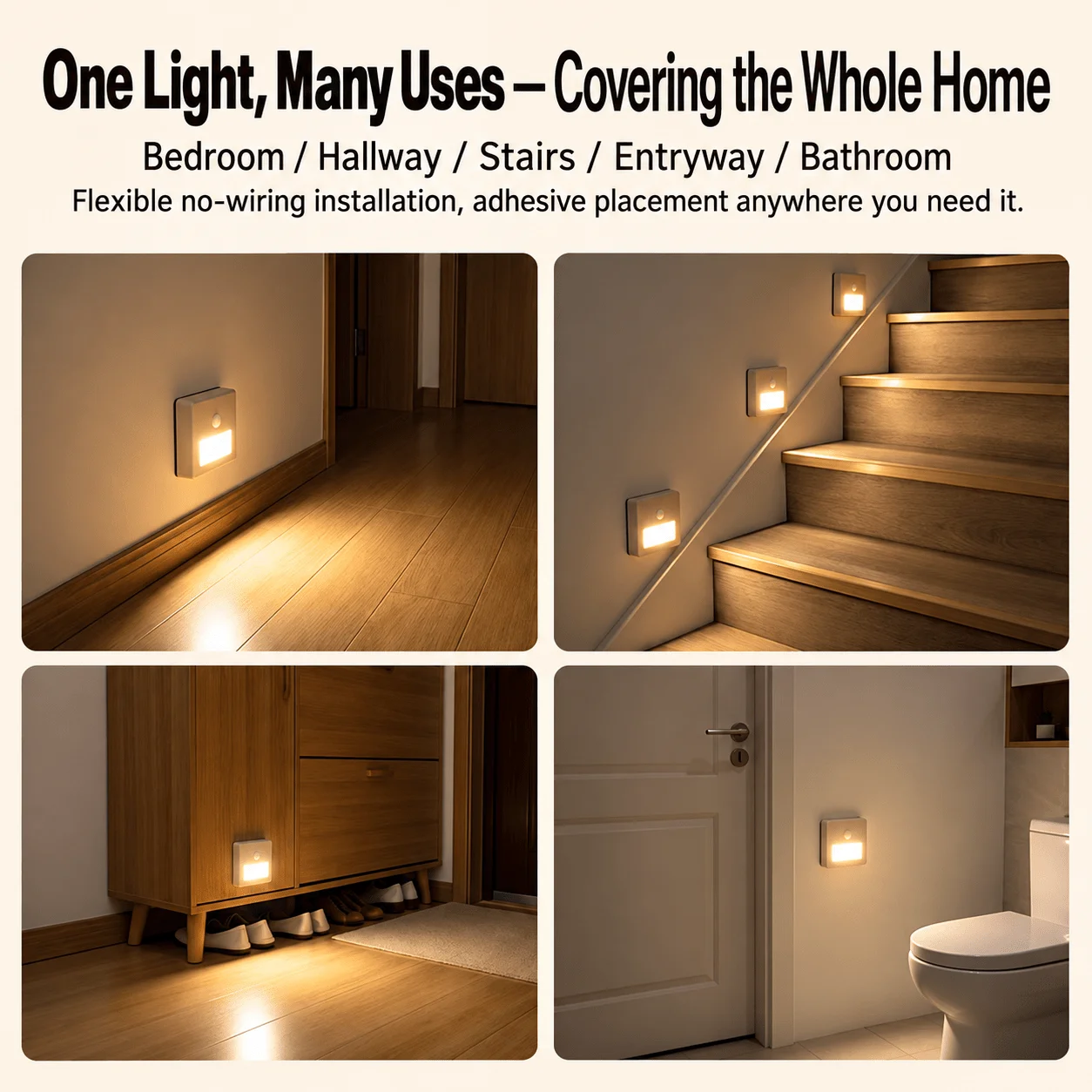 Persun Night magnetic small night light Stair induction light Human body induction aisle household smart light AA battery