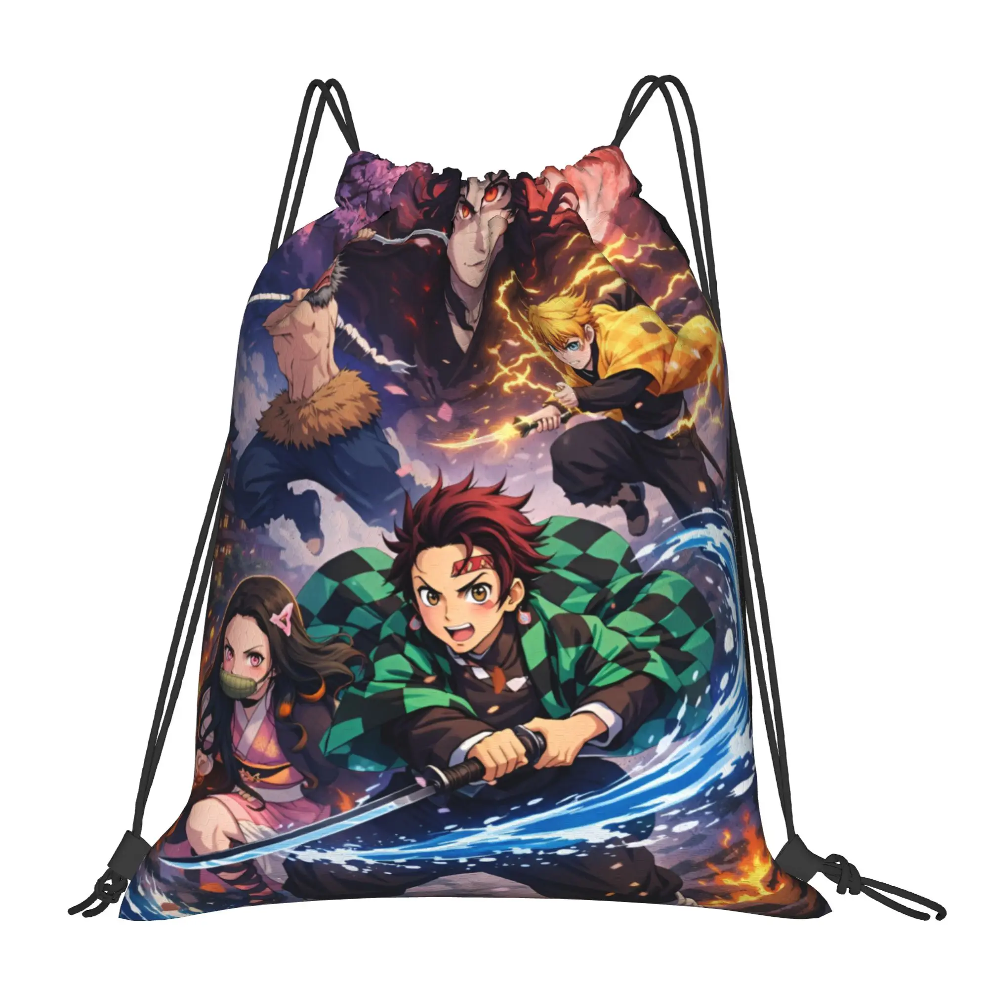 

Custom D-Demons Slayers Drawstring Bags Women Foldable Gym Sports Sackpack Kimetsus No Yaibas Cartoon Anime Shopping Backpacks
