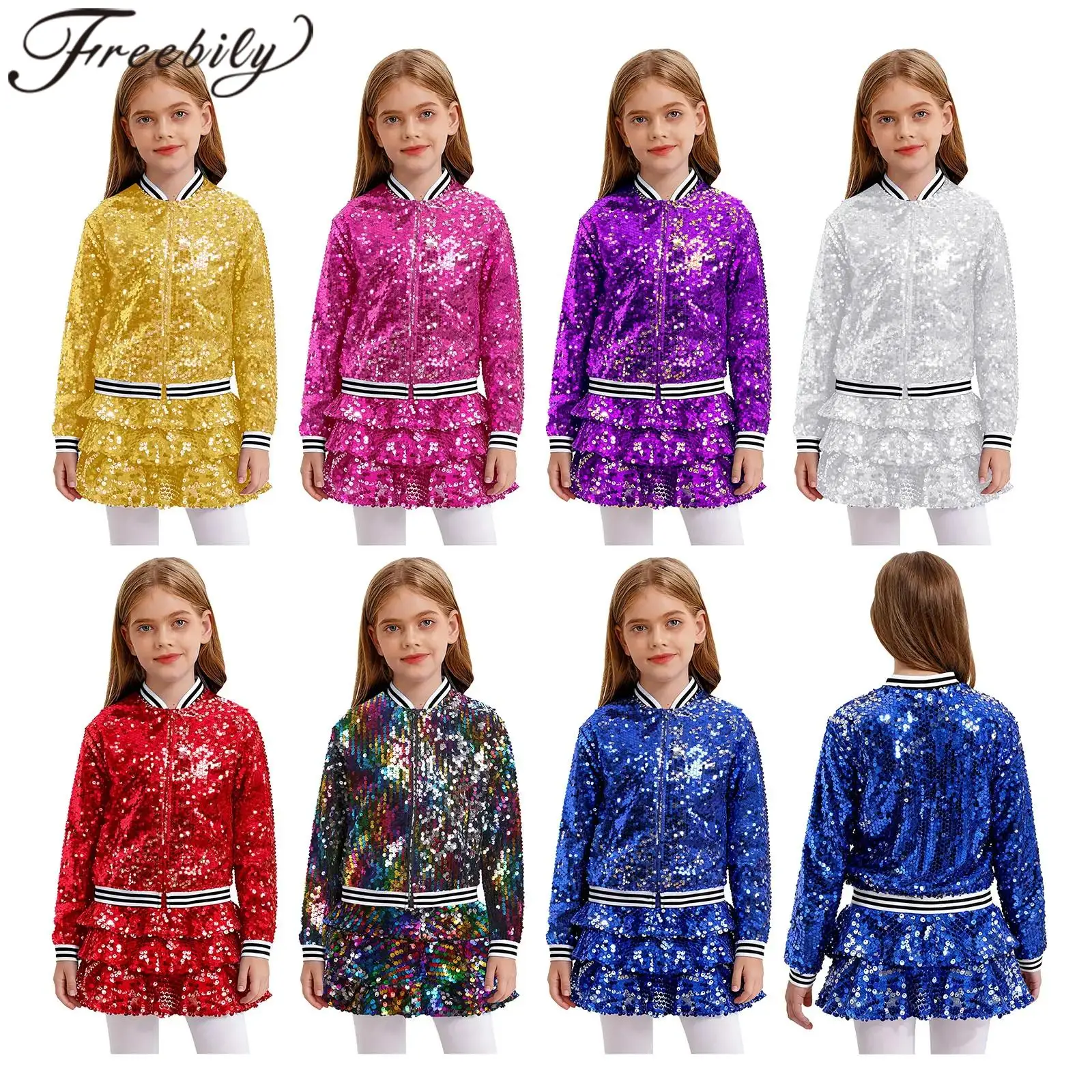 

Children Sequins Jazz Dance Costume Disco Outfits Girls Fashion Kids Streetwear Music Festival Hiphop Party PerformanceClothing