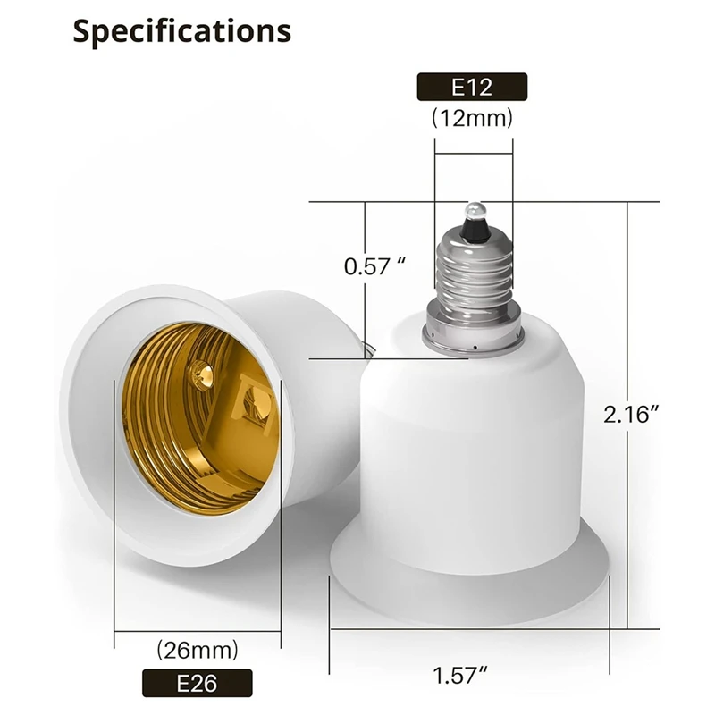 12 حزمة E12 إلى E26 محول E12 مقبس الإضاءة إلى قاعدة متوسطة E26 E27 محول مقبس الإضاءة محول الثريا المقبس-A50M #6