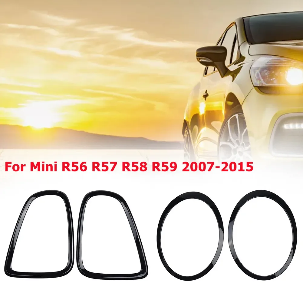 

4x Black Headlight Ring Bezel Trim Surround Cover Taillight Rear Lights Frame For Mini R56/R57/R58/R59 2007‑2015 Left Right