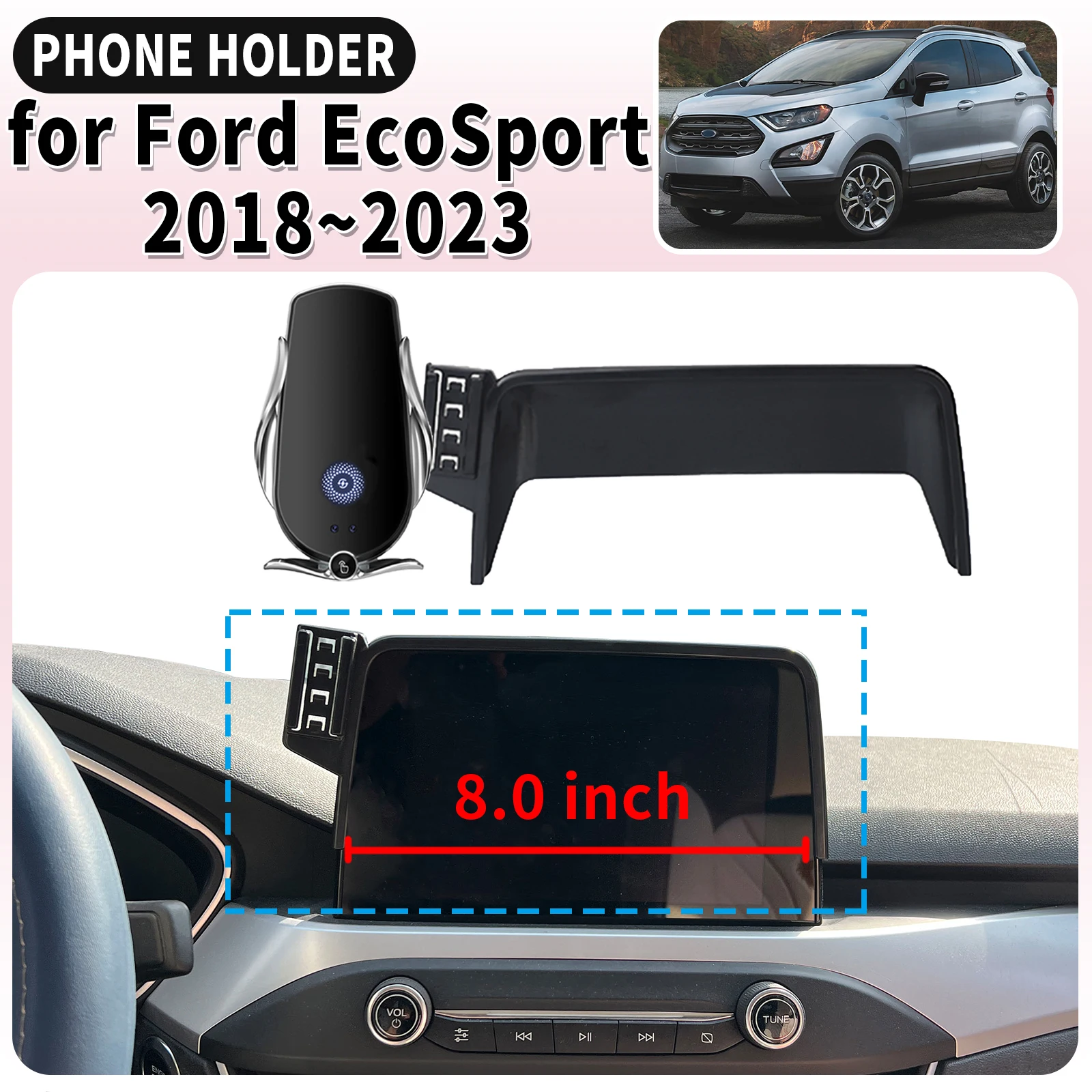 

fit for Ford EcoSport 2018 2019-2023 (8in) Screen Base Mount Phone Holder Dedicated Clip-On Navigation Bracket Car​​ accessoires