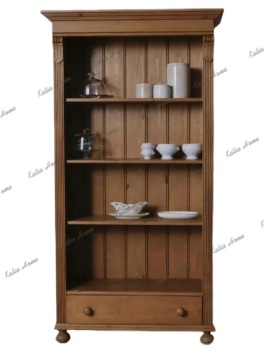 PG French retro old solid wood dining side locker living room wall storage cabinet
