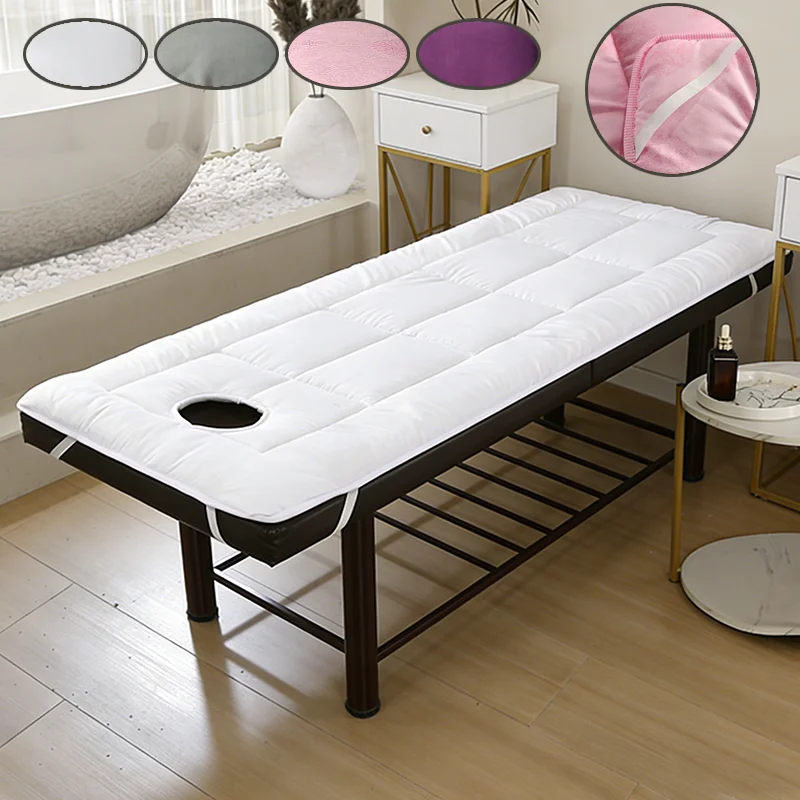 

Thickened Massage Table Mattress Face Hole Elastic Bands Non-Slip Soft Cushion Beauty Salon Professional SPA Bed Pad Home Use