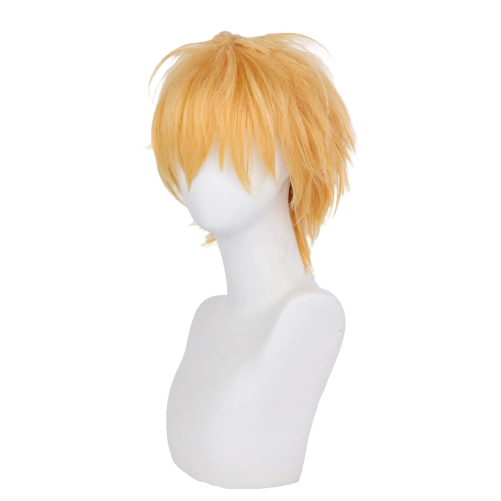 AiQi Animation COS Male Denji Wig Chainsaw Man Cosplay Golden Yellow Short Curly Wig Cap