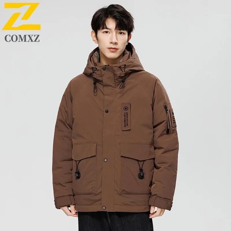 COMXZ الرجال الخبز سترة مقنعين متعددة جيب الدافئة في الهواء الطلق مغامرة ثلجي مبطن سترة تسلق مقنعين سترة الشتاء عالية الجودة #2