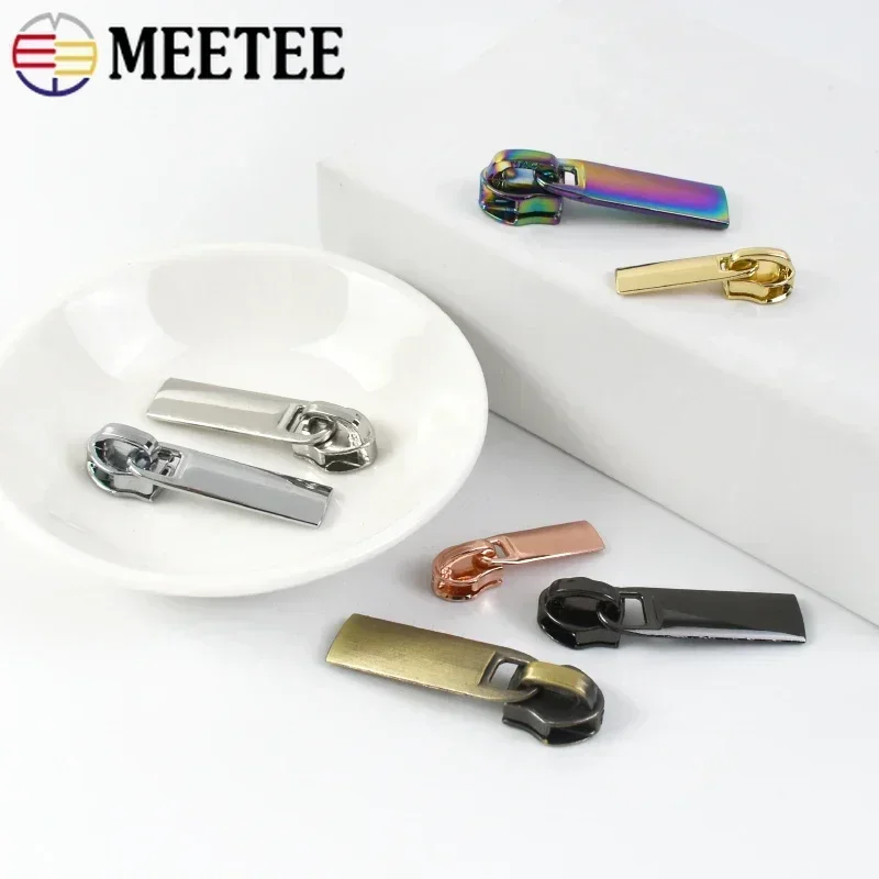 Meetee 10/20/50Pcs 3# 5# Zipper Sliders for Nylon Zips Tape Bag Garment Jacket Zip Puller Head Repair Kit DIY Sewing Accessories