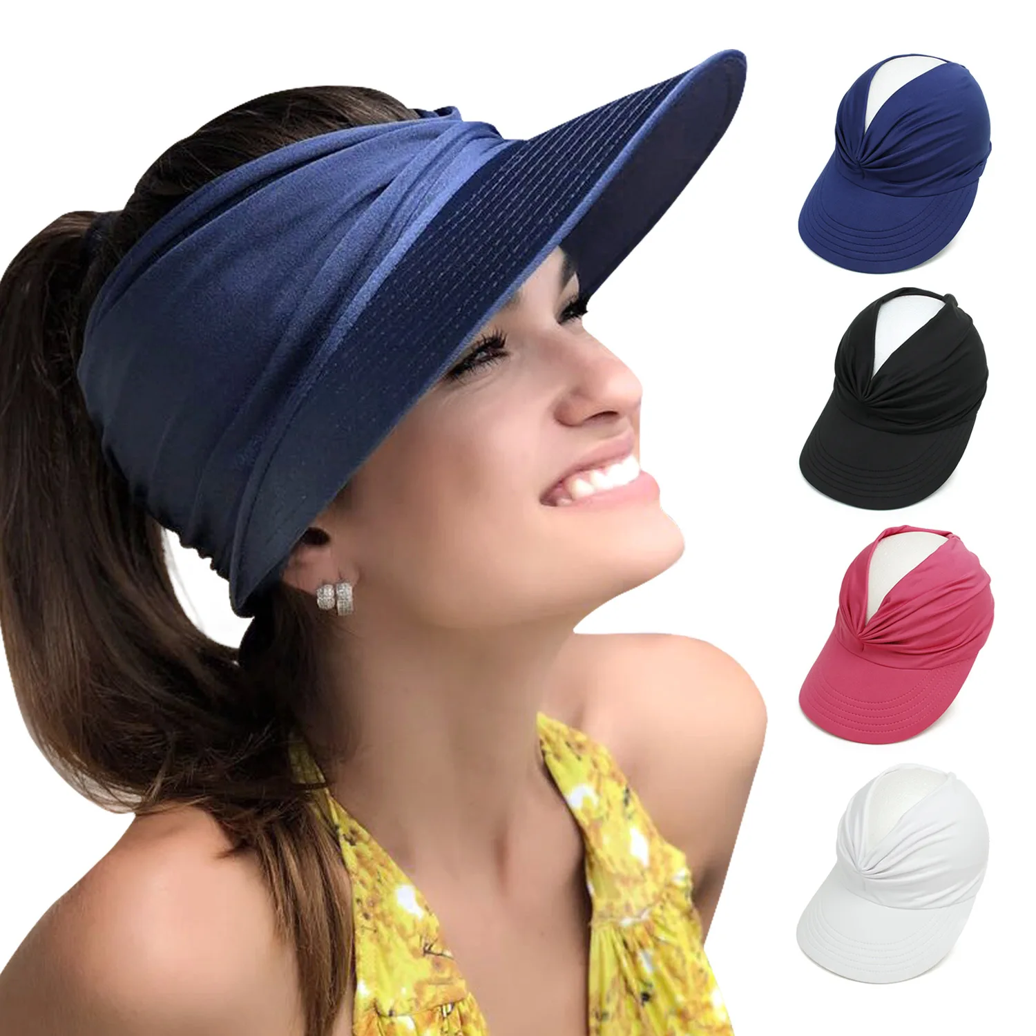 Large Brim Sunhat for Women Outdoor Summer Sun Hat Hollow Open Top Cap Adult Sun Protection Visor Hat Seaside Travel Beach Hat