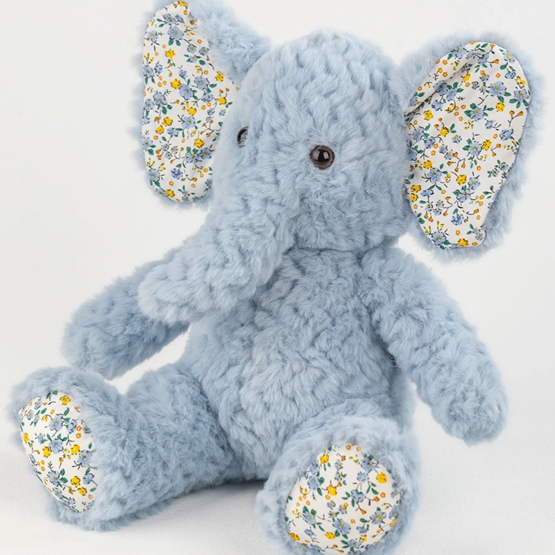 Baby Blue Elephant Peluche che riduce il sonno Texture morbida e ondulata Bambola comfort Adorabile piccolo elefante Perfetto come regalo per bambini