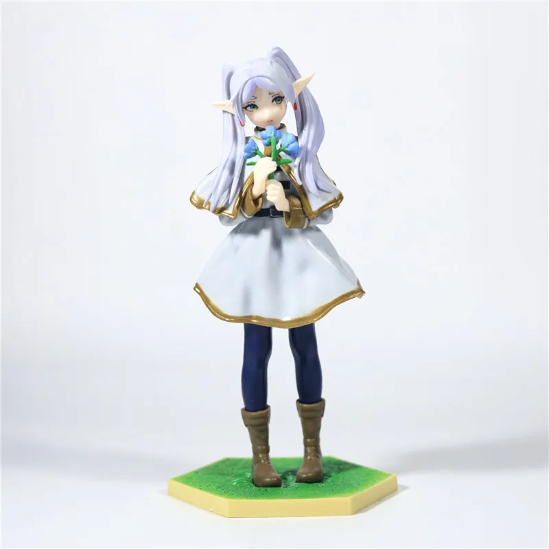 Anime frieren: além do fim da jornada figura de ação segurando flores na mão frieren estatueta coleção modelo brinquedos