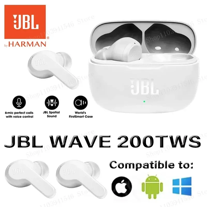 JBL WAVE 200TWS Wireless Earbuds True Headset JBL W200 tws Bluetooth 5.0 Earphones Sports Headphones With Mic HK version