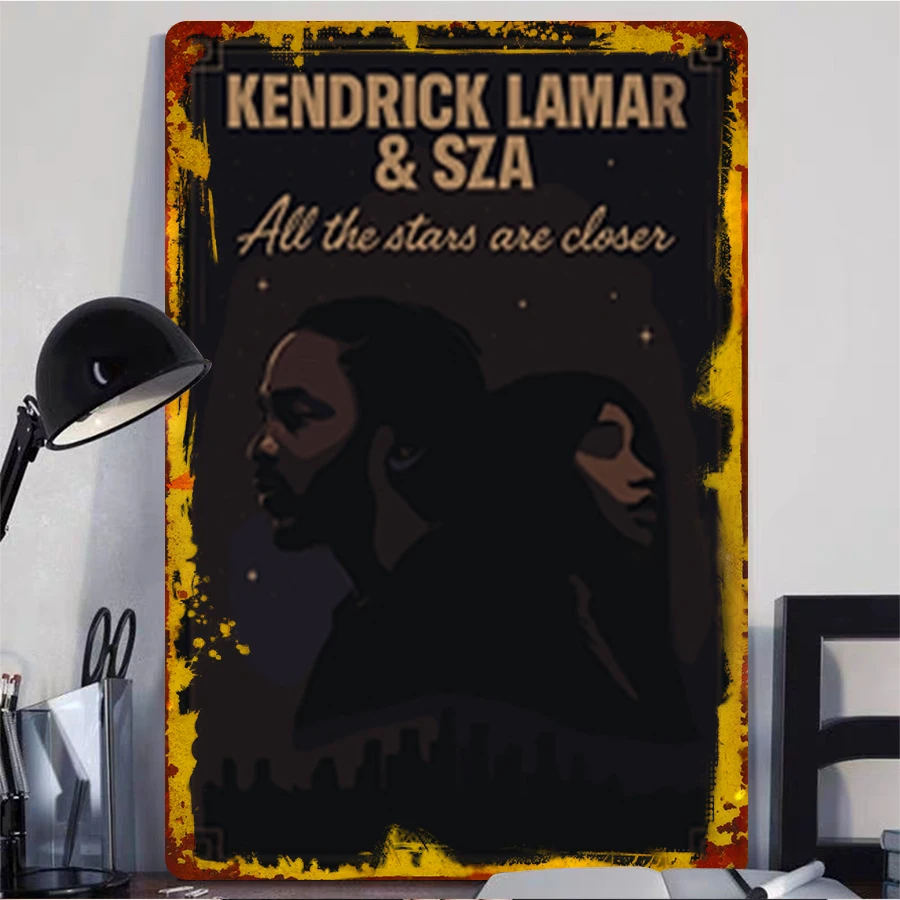 Kendrick Lamar & SZA All The Stars Are Closer Iron Art Poster Music Album Cover Wall Decor For Fans Room Decoration