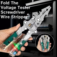 Foldable Wire Stripper Crimper Cable Cutter Pliers with Electrical Test Pen Multifunctional For Wire Stripping Shearing Cutting