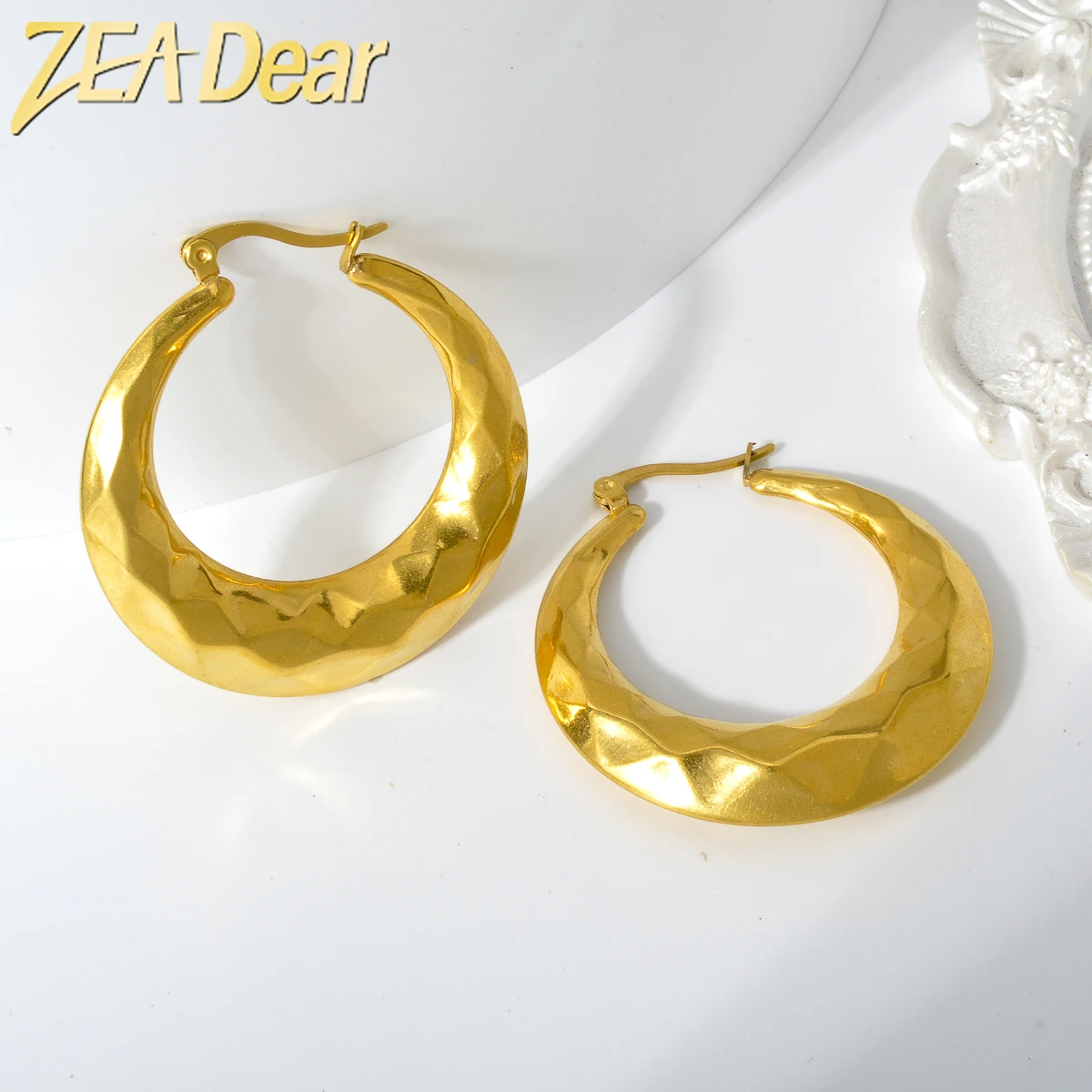 

ZEADear Jewelry Gold Color Large Drop Earring Fashion Statement Stainless Steel Piercing Ear Jewelry For Women Party Gifts