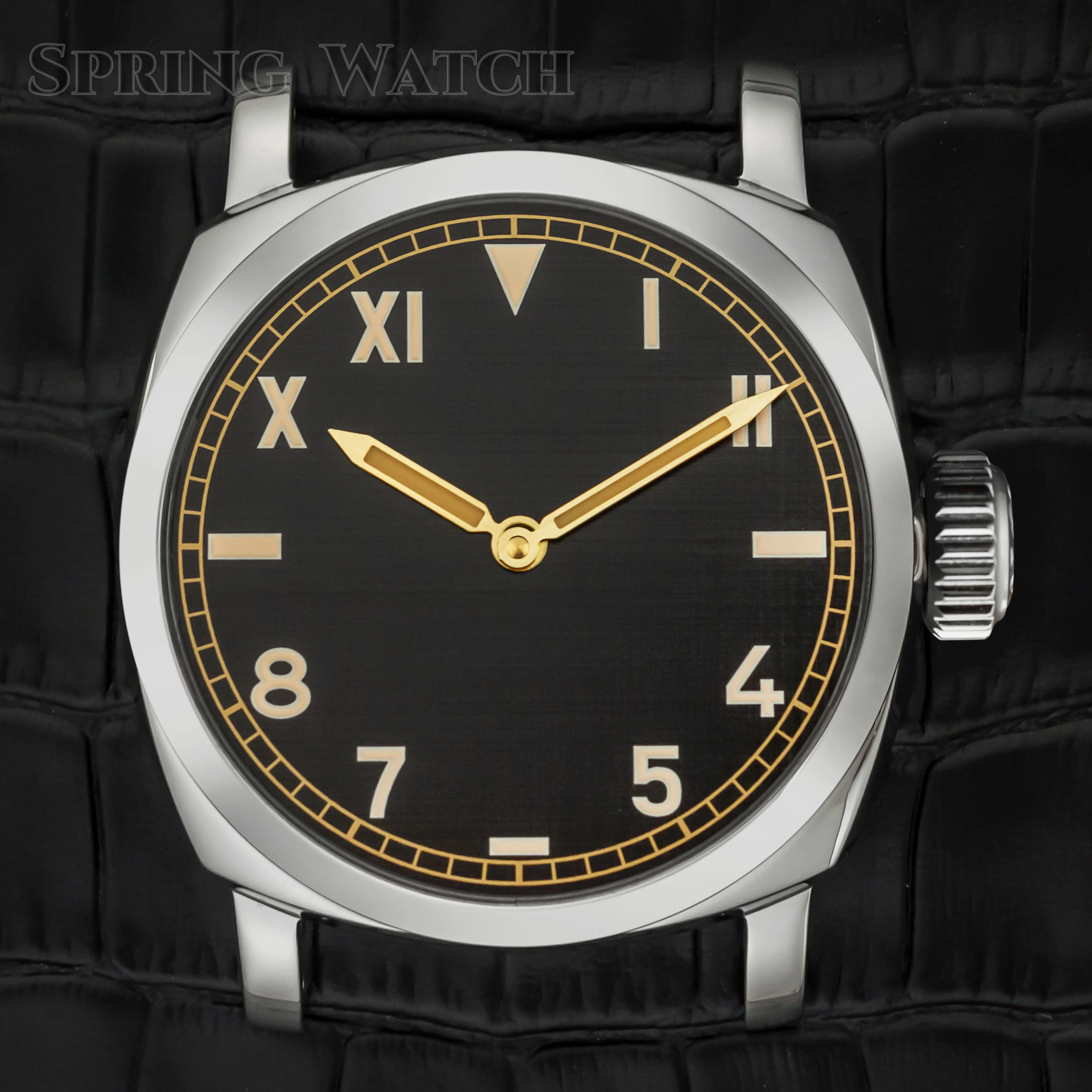 PAM 6154 Case Bubble Mirror 47mm Watch Case Dial Hands Stainless Steel Case fit ETA 6497/6498/ST3600 Movement