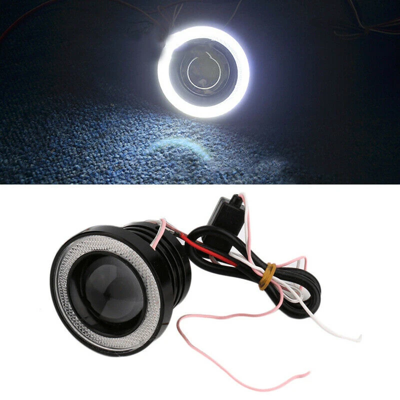 1* 3.5" Angel Eyes LED Fog Light Car SUV Universal White Driving Head Lamp 12V image 2