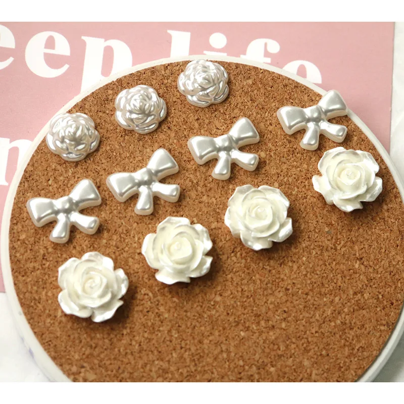 Ins Style Pearlescent Rose Bow Acrylic Patches Versatile Craft Supplies for Handmade Earrings Hair Accessories Making