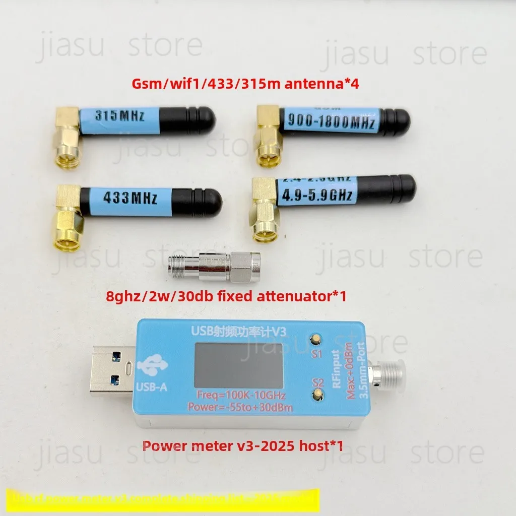 USB RF Power Meter V3 100kHz 10GHz, -55 to +30dBm, Aluminum Case EMI EMC Test Power Meter for Lab
