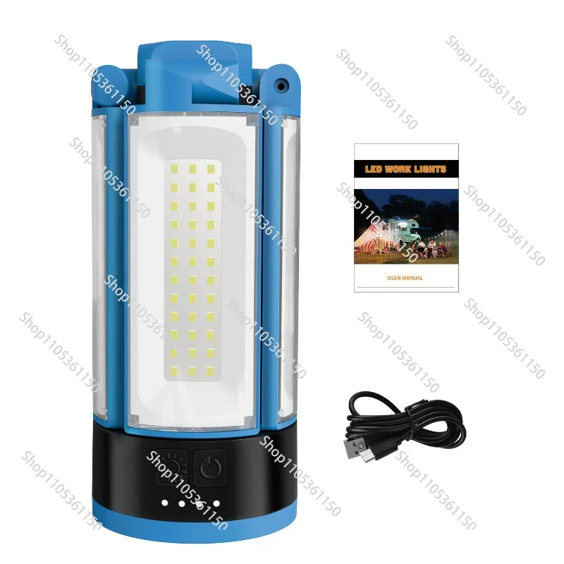 Outdoor multi-function work light charging folding bracket light telescopic flashlight magnetic waterproof camping light
