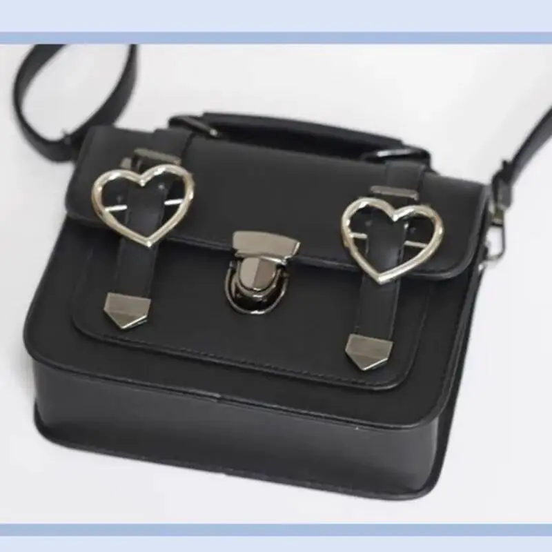 Bloom Japanese Bow Black Messenger Bag Women JK Uniform Handle Square Crossbody Ladies Vintage Lolita Shoulder Bags