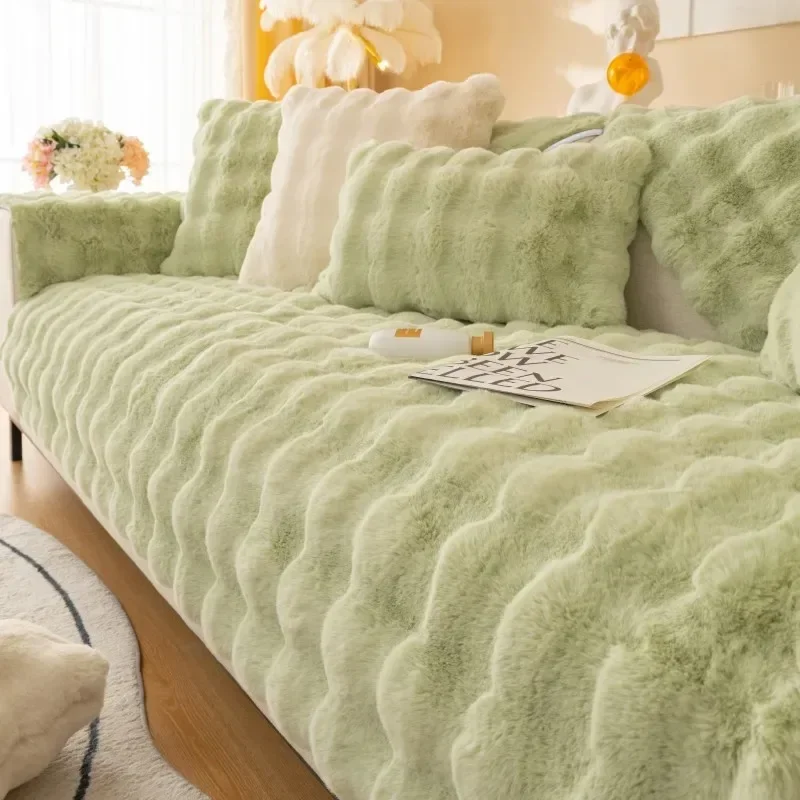 

1PC Non-slip Seat Cushion Sofa Cushion Plush Winter Fashion Thickened Leather Sofa Special Cover New Cover Towel