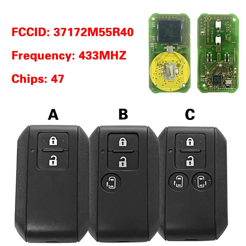 

CN 048025 FCC 37172M55R40 2/3/4 кнопки 433 МГц FSK ID47 чип дистанционного управления автомобильный ключ для Ertiga 2019 оригинальная печатная плата без ключа Go